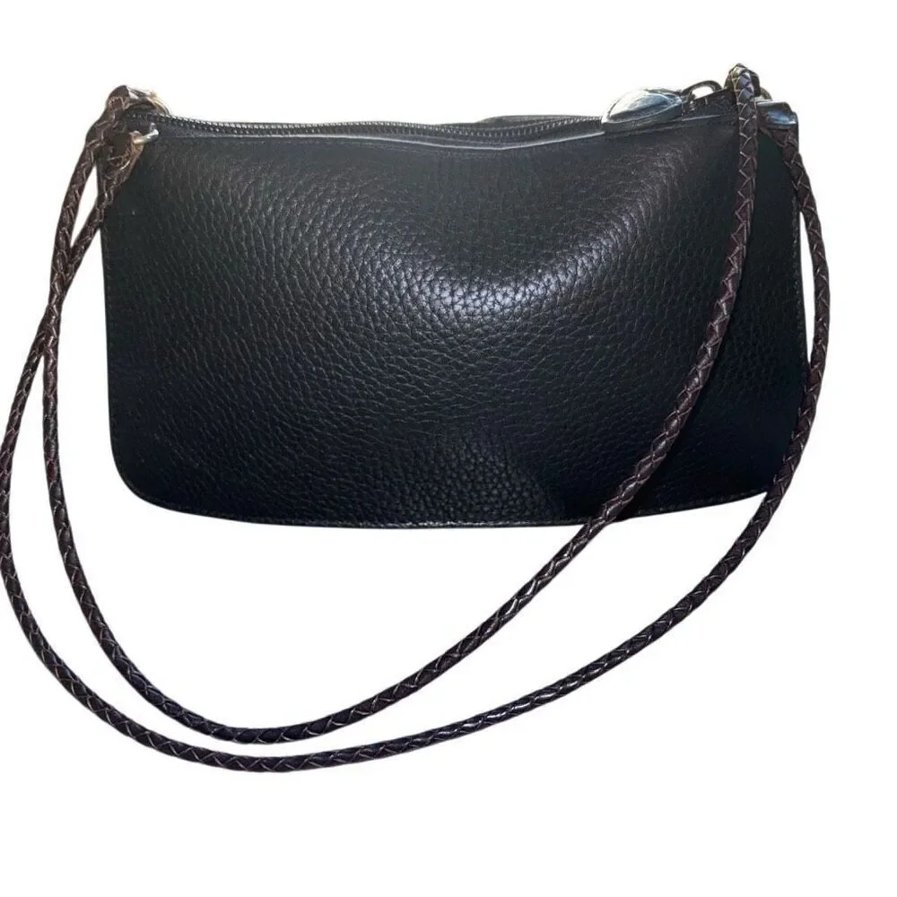 Brighton Black Brown Croc Embossed Leather Small Clutch Purse
